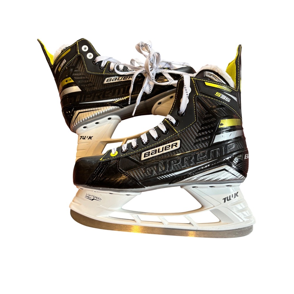 Bauer Supreme S35 Ice Hockey Skates Black Silver Yellow Size 8.5 D Lightly Used